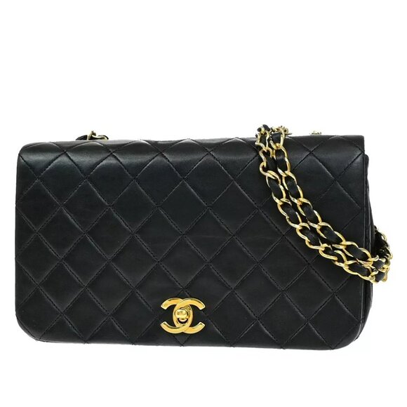 CHANEL CC Matelasse 23 Full Flap Chain Shoulder Bag Leather Black GHW 359RK944 - Picture 1 of 16